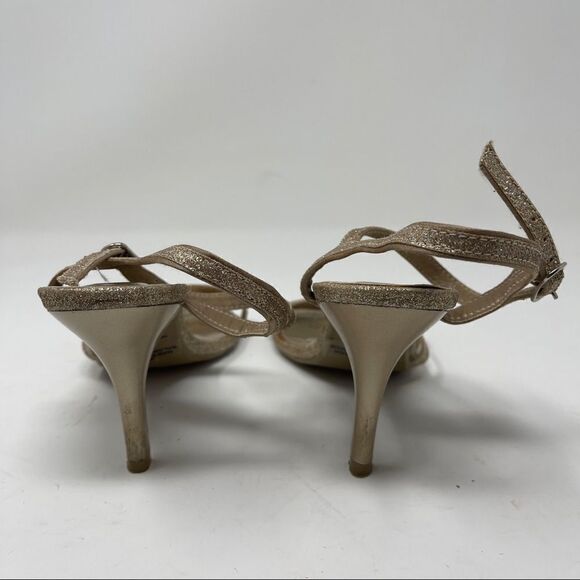 De Blossom Collection Sandals Jeany-1 Champagne Gold Glitter Strappy Women's 6.5 - Picture 6 of 9
